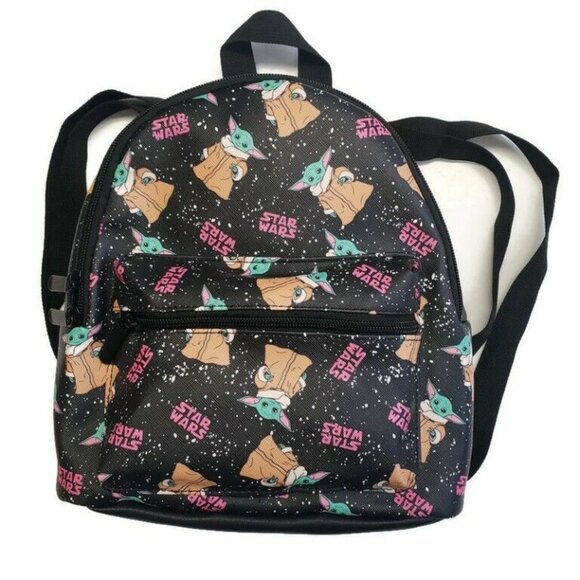 Bioworld Star Wars MINI Backpack Black Multi-Color Grogu Baby Yoda 11" x 9" - Picture 1 of 4